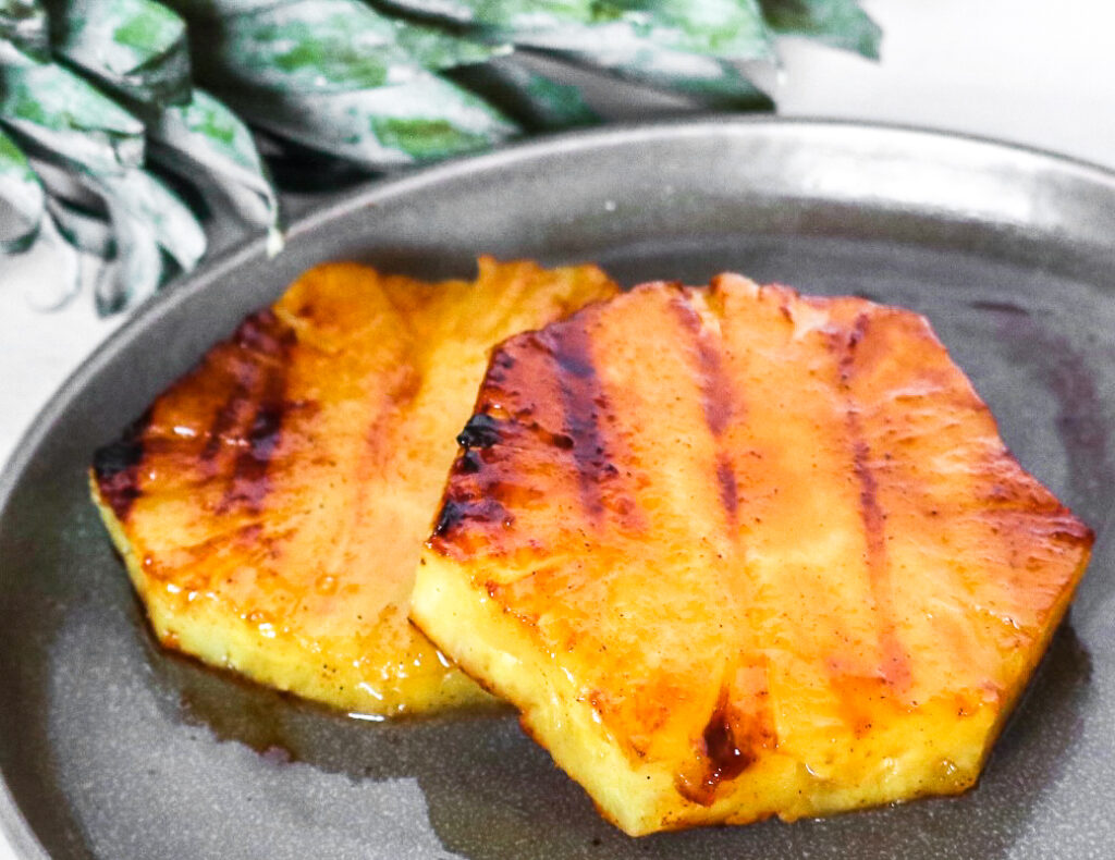 grilled pineapple caramelized with brown sugar