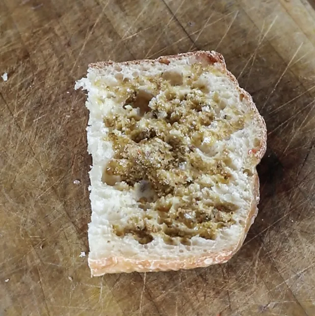 bread with tapenade spread