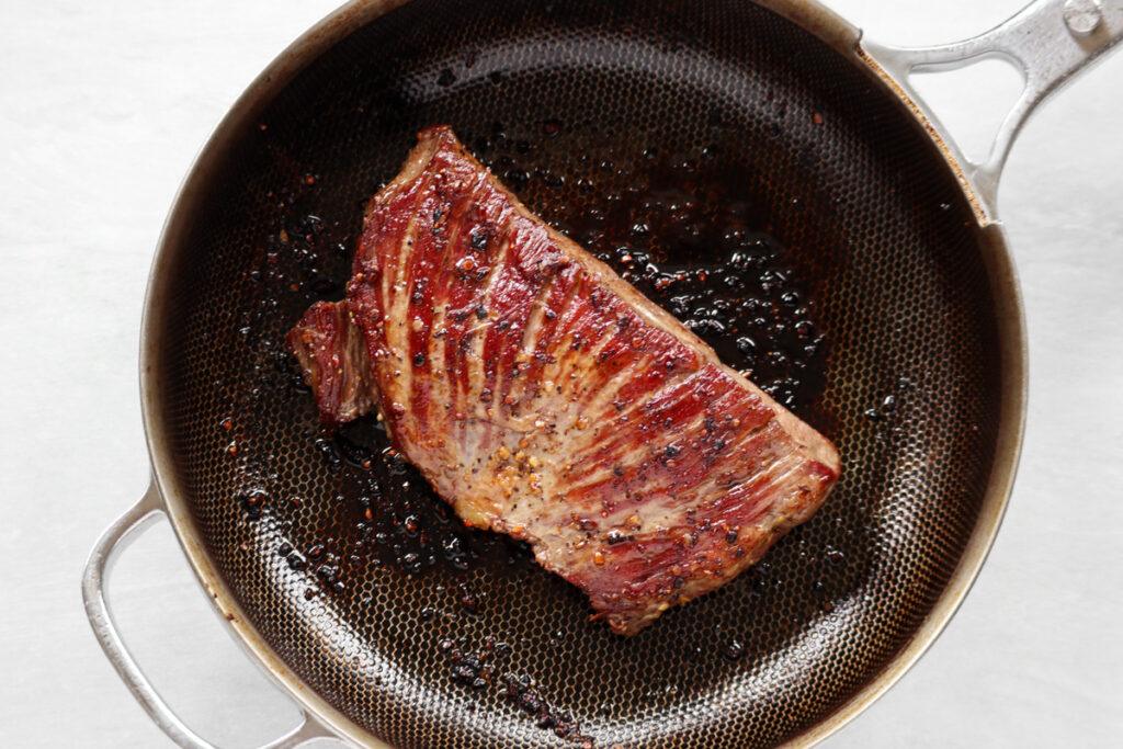 seared steak on a pan